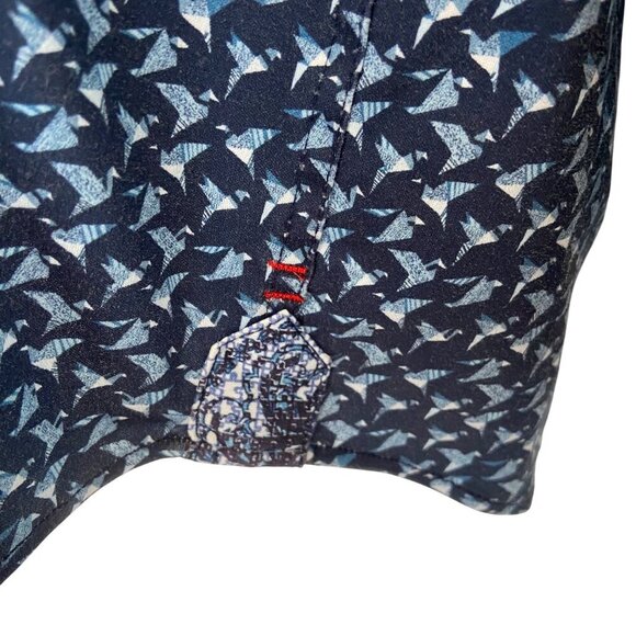 Au Noir Mens Patterned Long Sleeve Shirt Size 6/2XL Navy & Light Blue stretchy - Picture 6 of 14